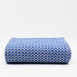 Ondas I Cotton Fringed Blanket - Blue