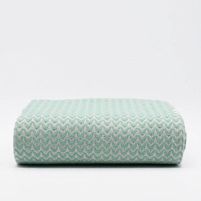 Ondas I Cotton Fringed Blanket - Green