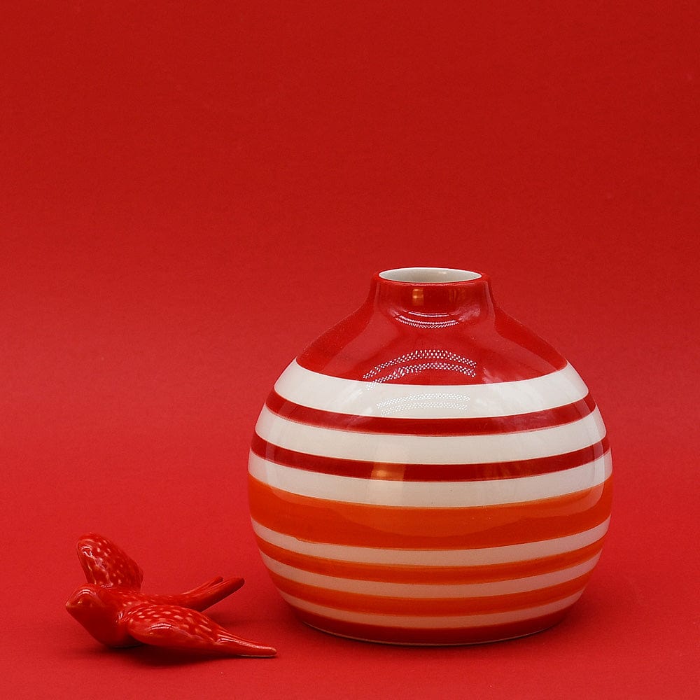 Oval Ceramic Vase - Red