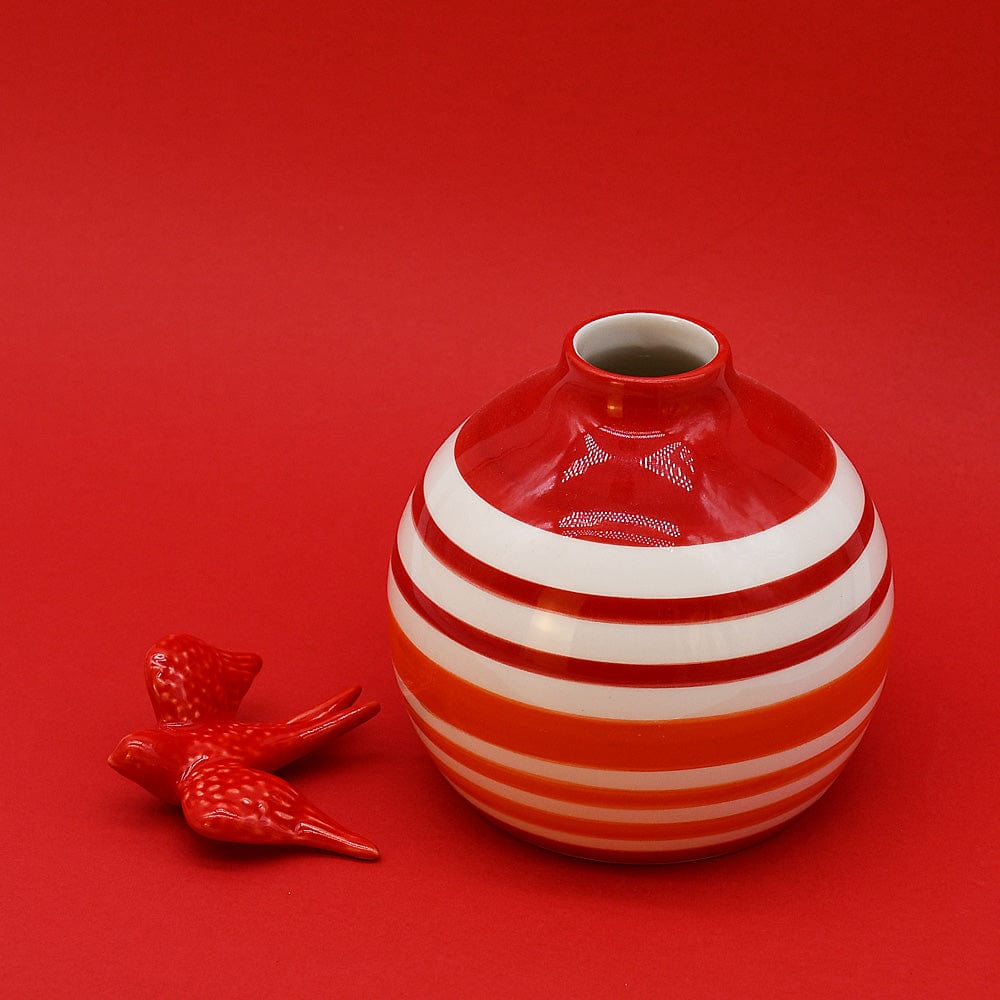 Oval Ceramic Vase - Red