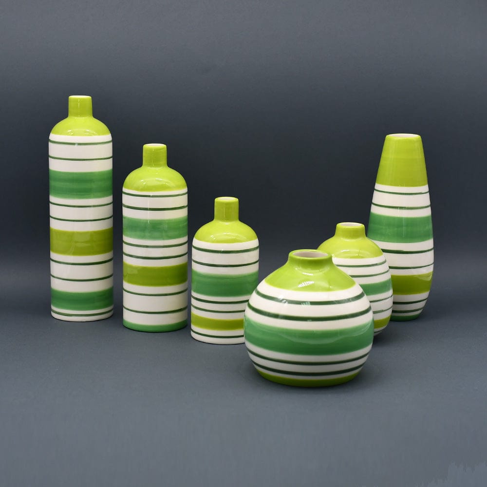 Ovale striped ceramic vase - Green