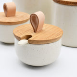 Pacifica I Stoneware Sugar Pot and Spoon - Beige