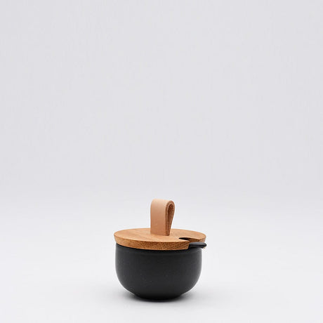 Pacifica I Stoneware Sugar Pot and Spoon - Black