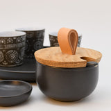 Pacifica I Stoneware Sugar Pot and Spoon - Black