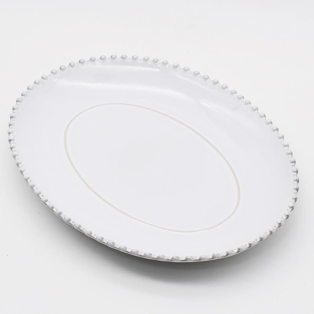 Pearl I Stoneware Oval Charger Plate