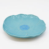 Poppy-shaped Ceramic Dinner Plate - Turquoise