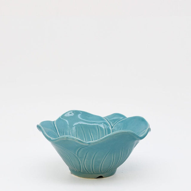 Poppy-shaped Ceramic Salad Bowl - Turquoise