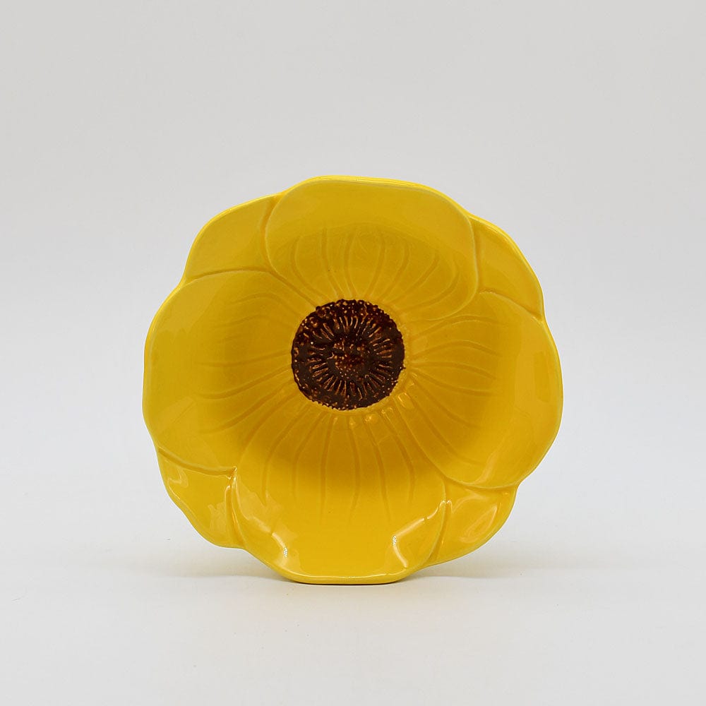 Poppy-shaped Ceramic Salad Bowl - Yellow