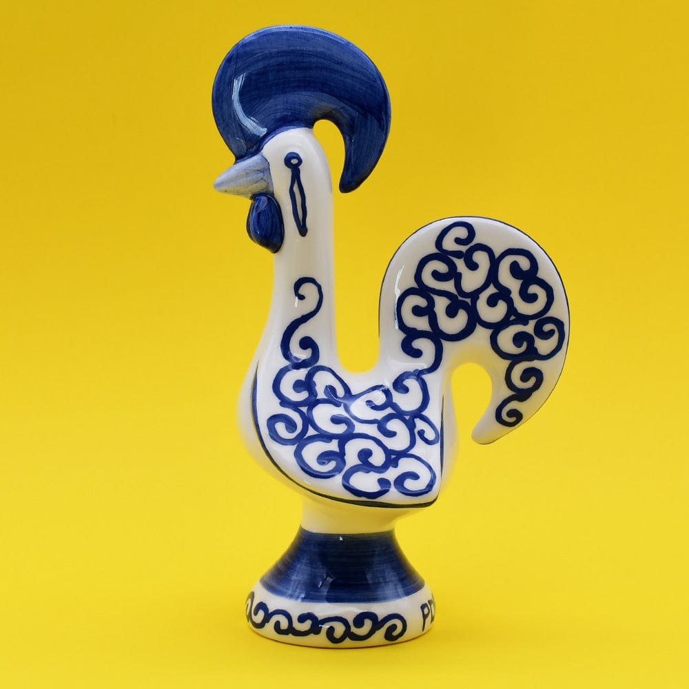 Portuguese Ceramic Rooster - White & Blue