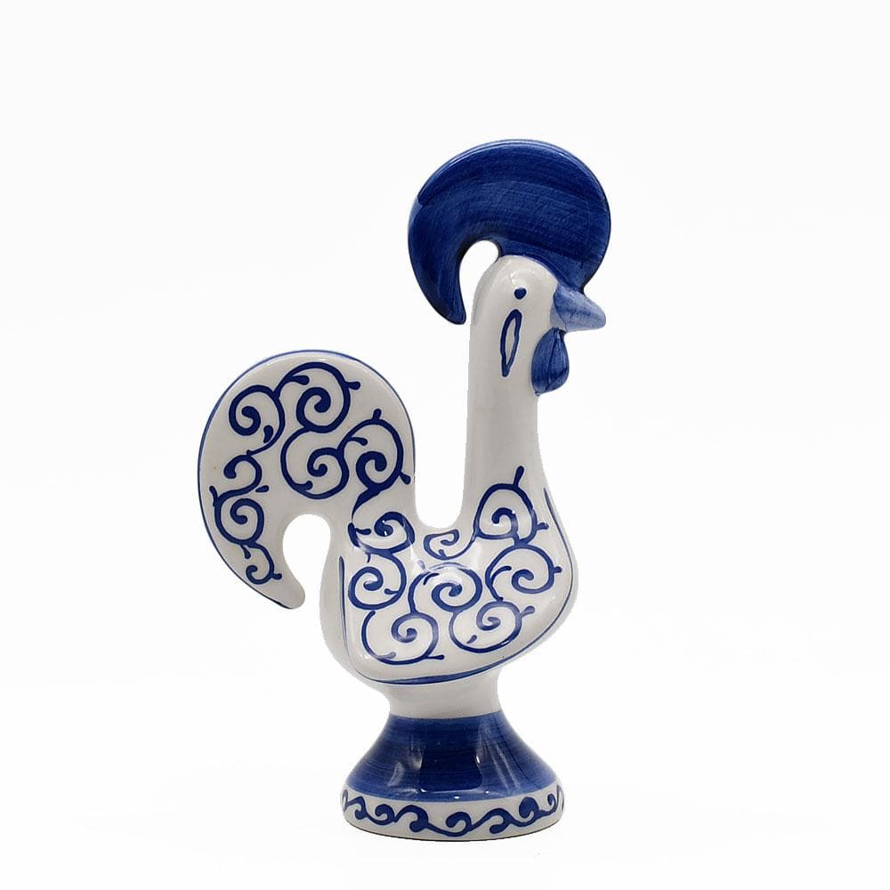 Portuguese Ceramic Rooster - White & Blue
