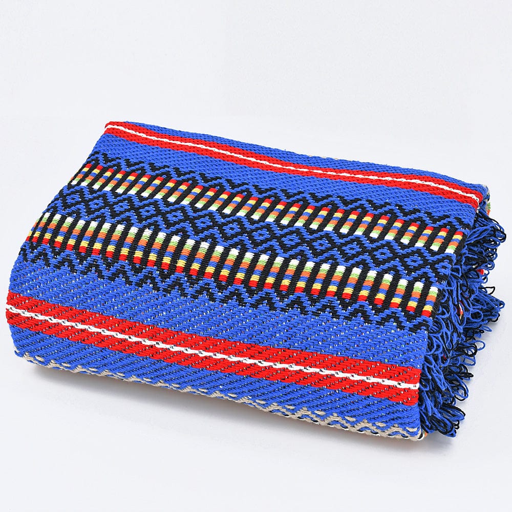 Portuguese Style fringed Blanket - Blue