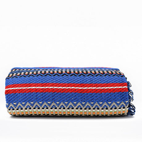 Portuguese Style fringed Blanket - Blue