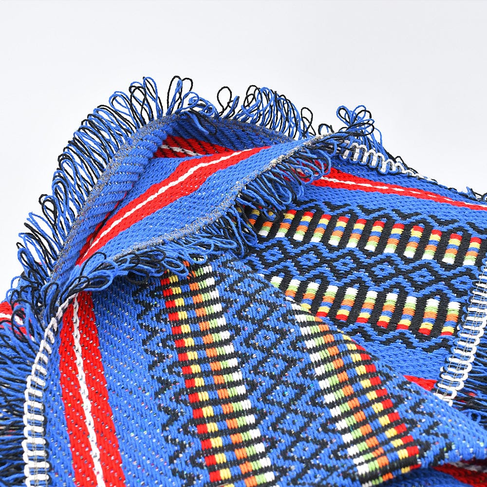 Portuguese Style fringed Blanket - Blue