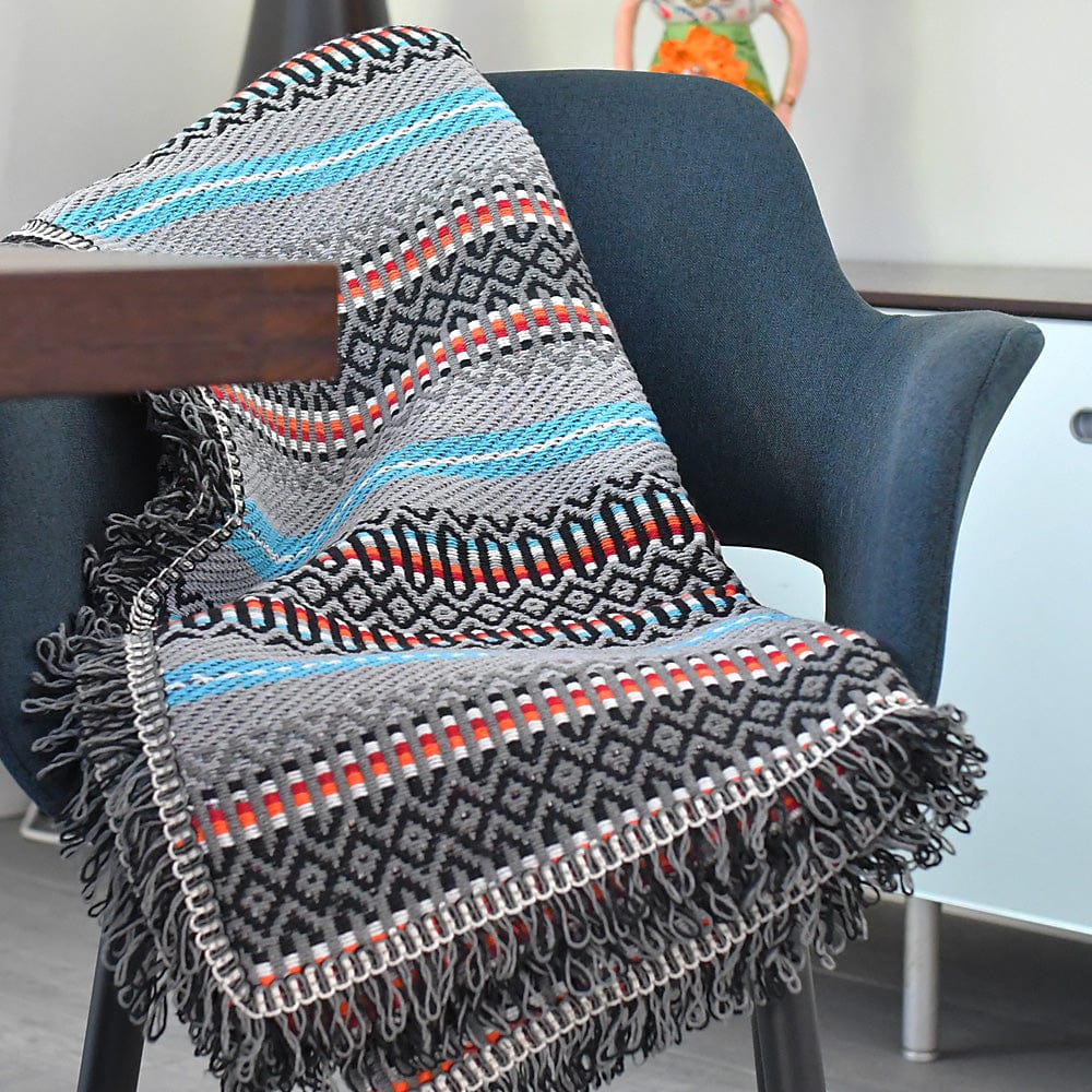 Portuguese Style fringed Blanket - Grey