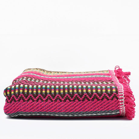 Portuguese Style fringed Blanket - Pink