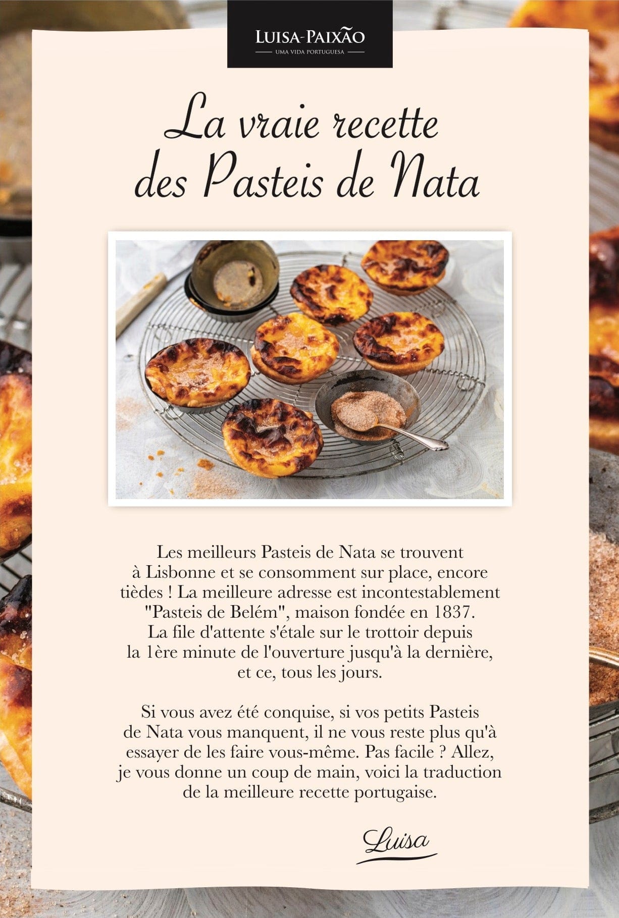 Recipe for Pasteis de Nata