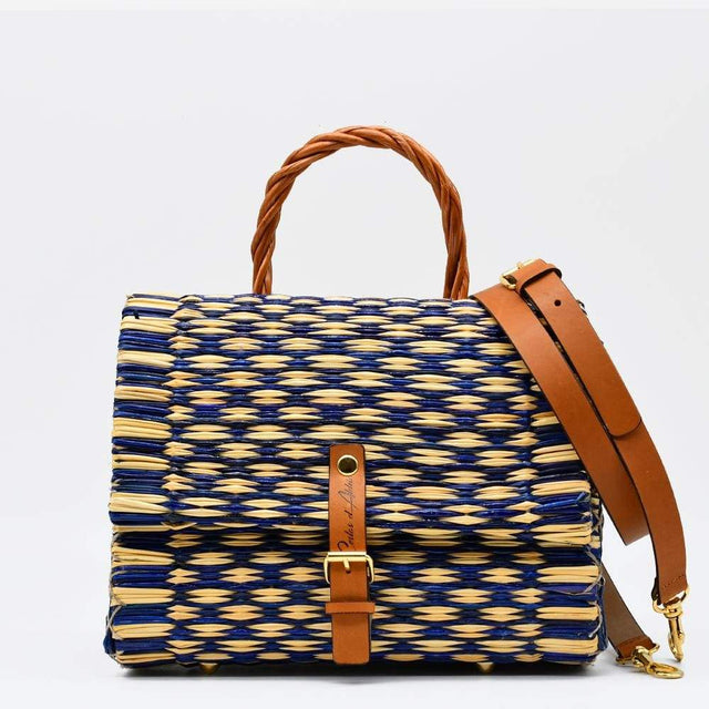 Reed Satchel Bag - 9.8'' - Blue & Natural