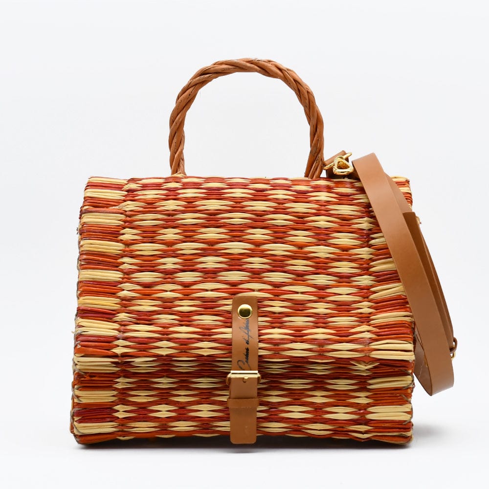 Reed Satchel Bag - 9.8'' - Orange & Natural