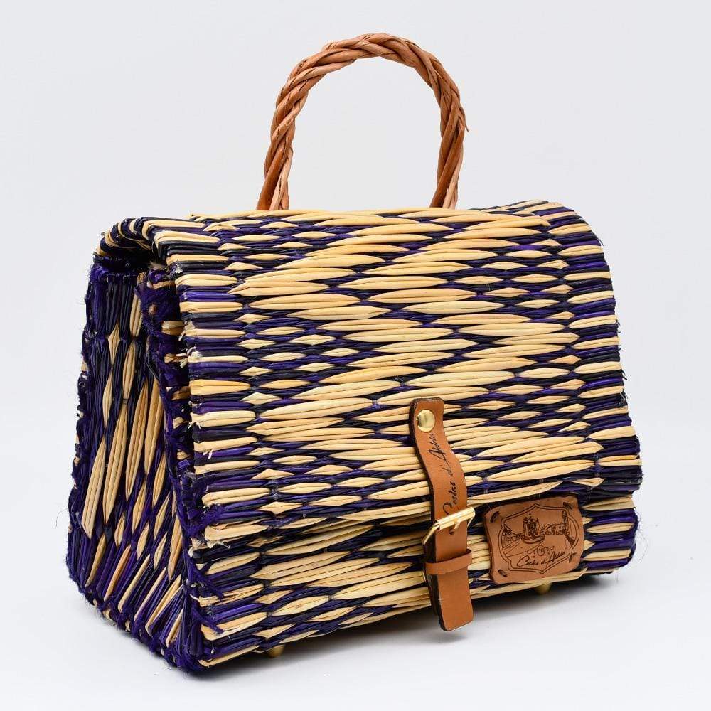 Reed Satchel Bag - 9.8'' - Purple & Natural