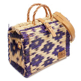 Reed Shopping Bag - 10.2'' -  Purple & Natural