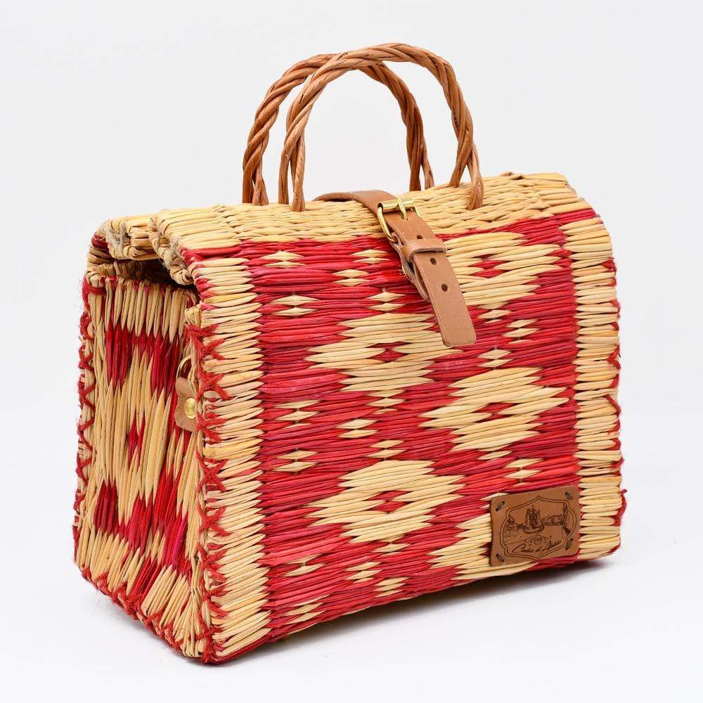 Reed Shopping Bag - 10.2'' - Red & Natural