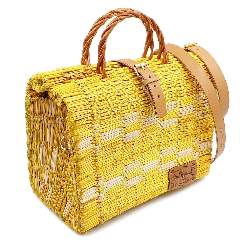 Reed Shopping Bag - 10.2'' - Yellow & Natural