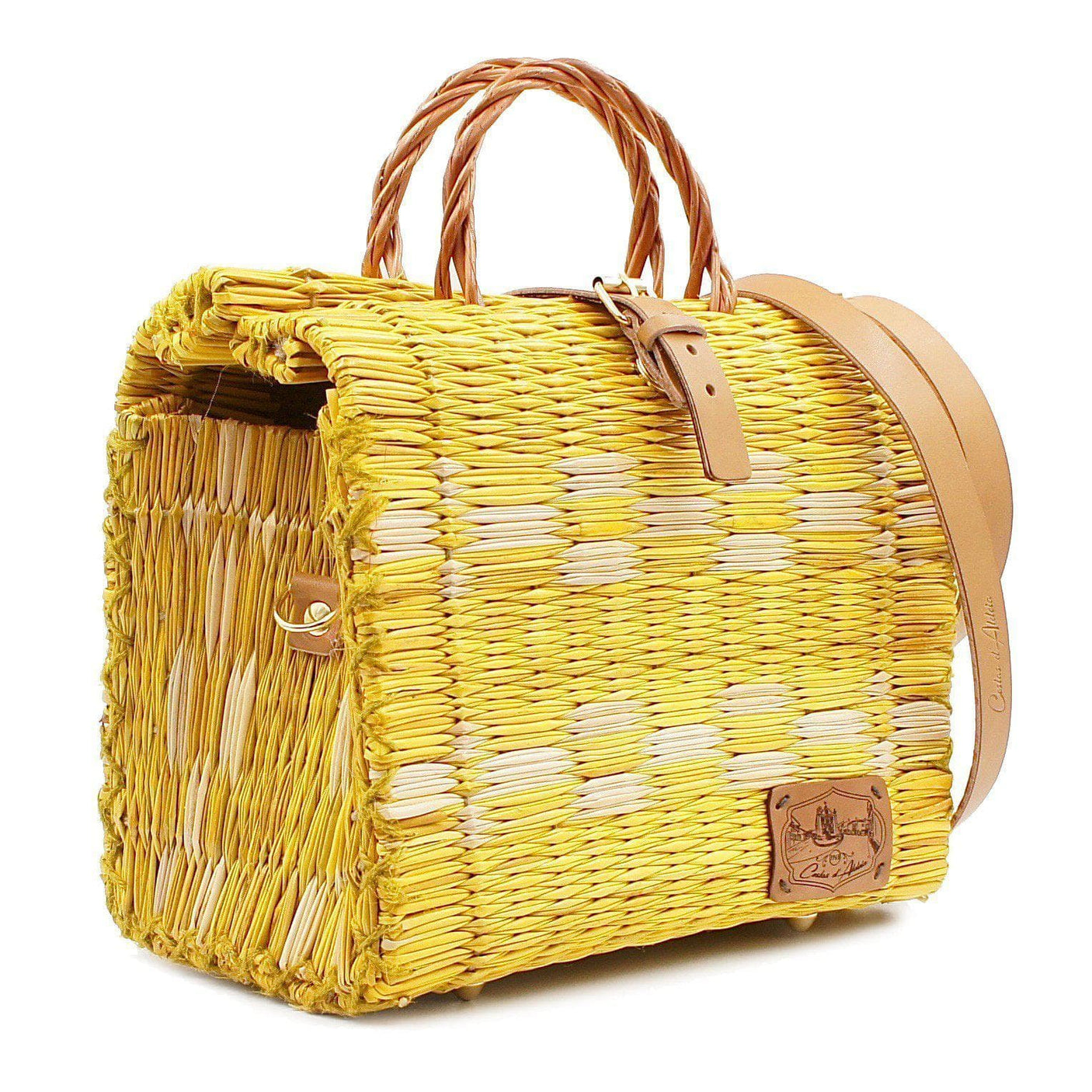 Reed Shopping Bag - 10.2'' - Yellow & Natural