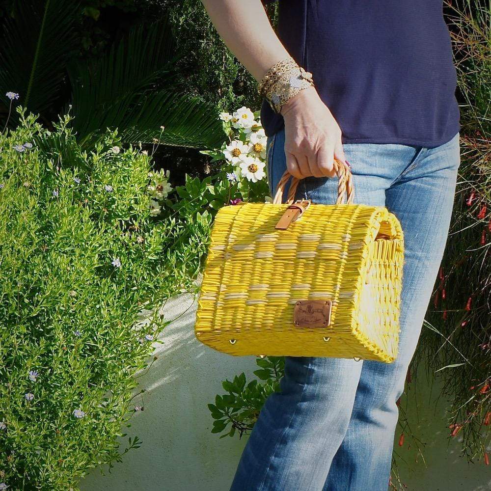 Reed Shopping Bag - 10.2'' - Yellow & Natural