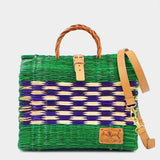 Reed Shopping Bag - 11.8'' - Green & Purple