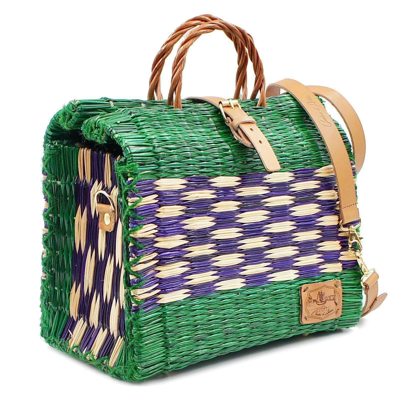 Reed Shopping Bag - 11.8'' - Green & Purple