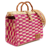 Reed Shopping Bag - 11.8'' - Pink & Natural