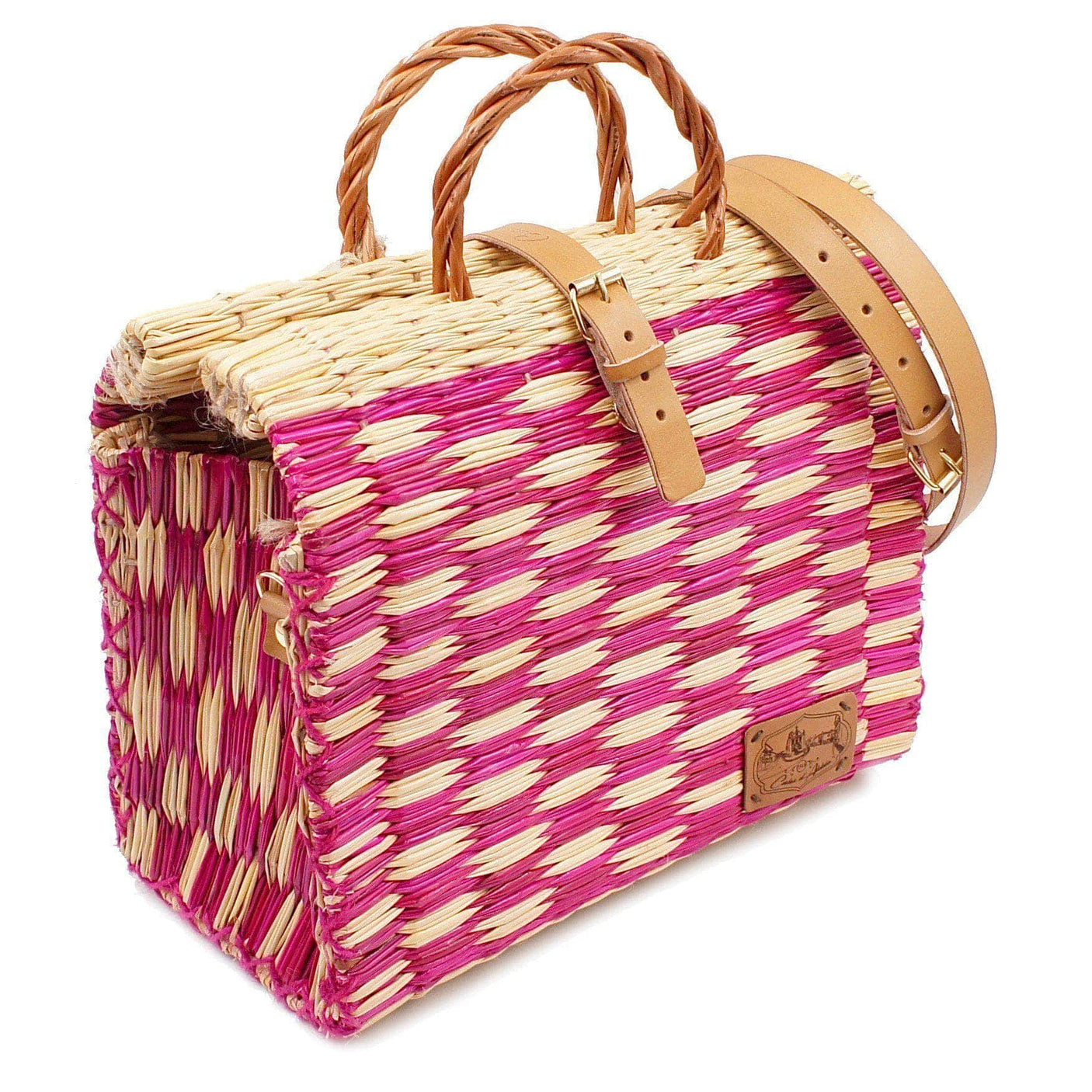 Reed Shopping Bag - 11.8'' - Pink & Natural