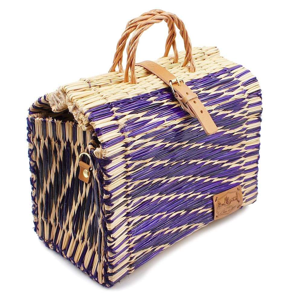 Reed Shopping Bag - 11.8'' - Purple & Natural