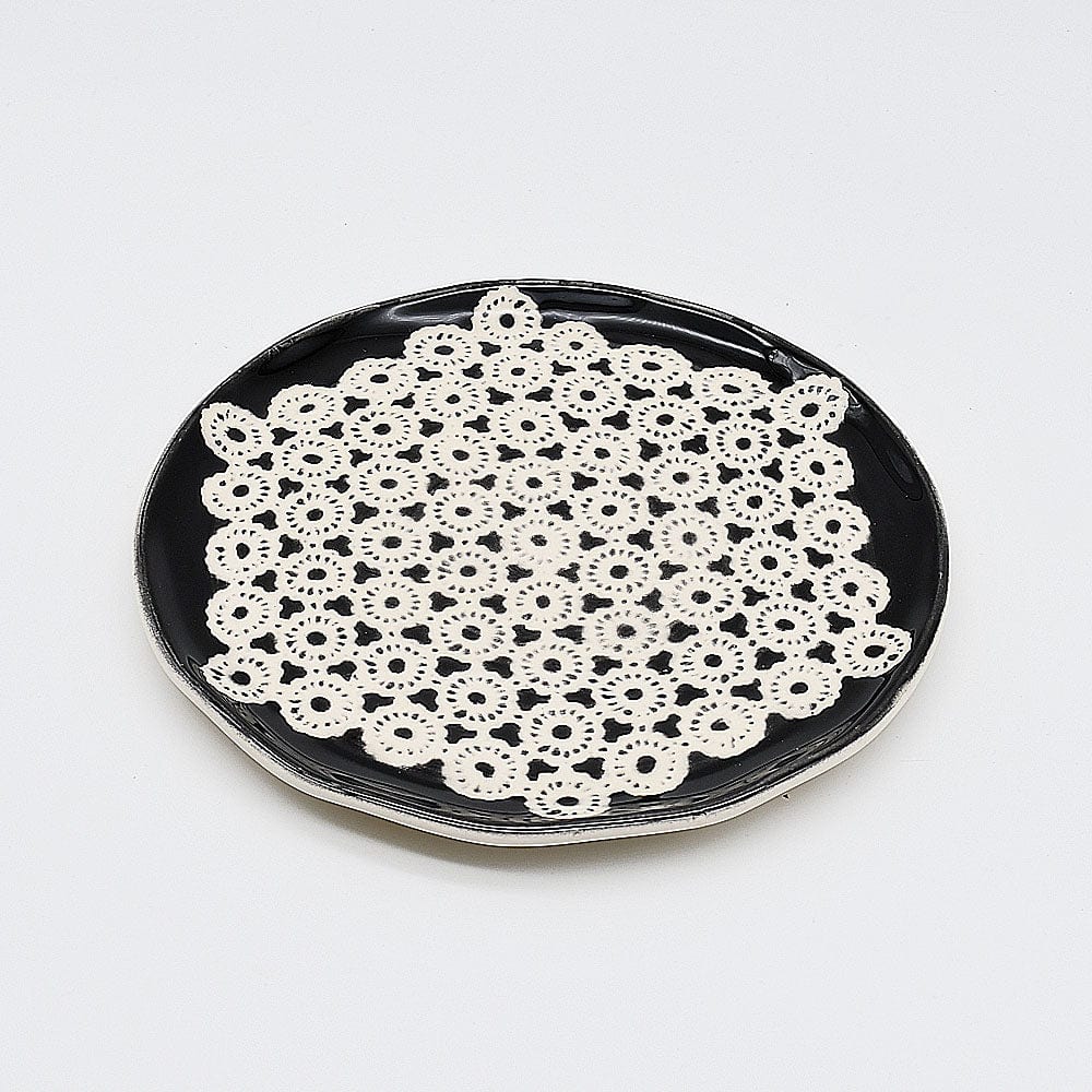 Renda I Handmade Ceramic Bread / Butter Plate - Black