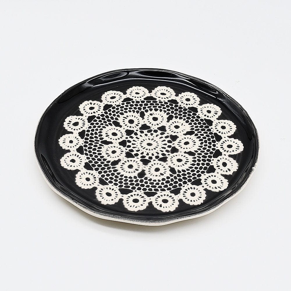 Renda I Handmade Ceramic Bread / Butter Plate - Black