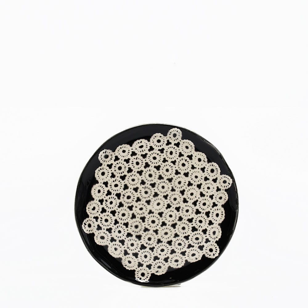 Renda I Handmade Ceramic Bread / Butter Plate - Black Motif 3