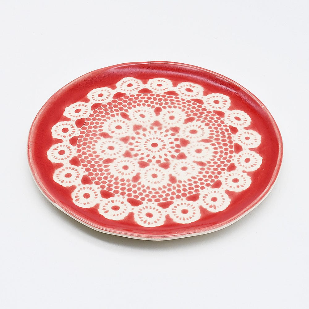 Renda I Handmade Ceramic Bread / Butter Plate - Red