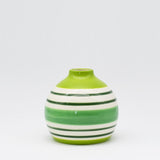 Round striped ceramic vase - Green