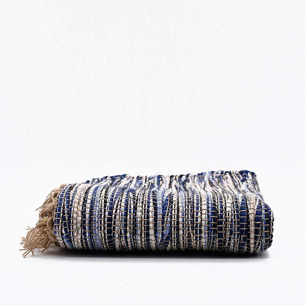 Rug woven from natural fibres - Blue
