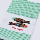 Sardinha I Checkered Kitchen Towel Green