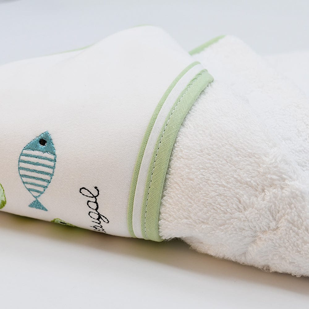 Sardinhas I Hooded Cotton Baby Bath Towel - Green