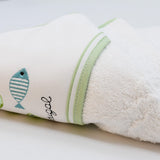 Sardinhas I Hooded Cotton Baby Bath Towel - Green