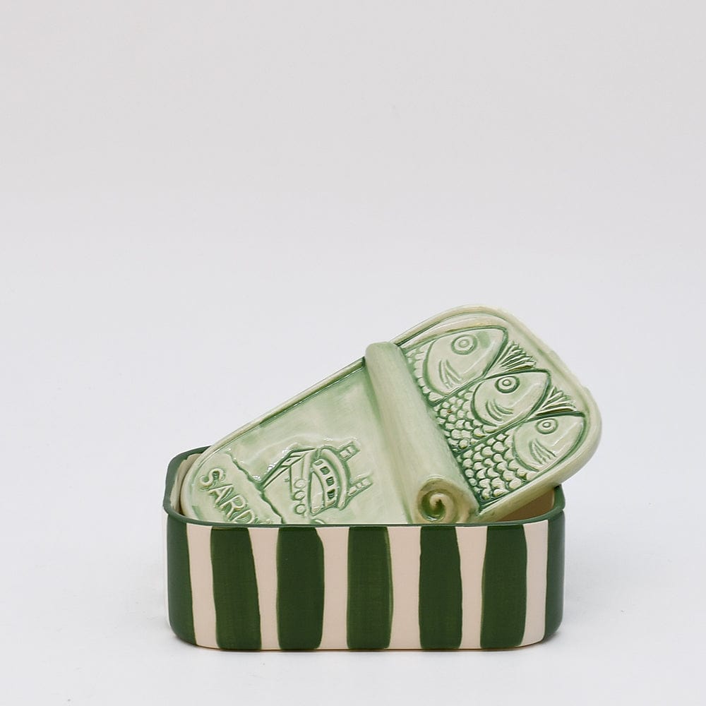 Sardinhas I Striped Ceramic Box - Green