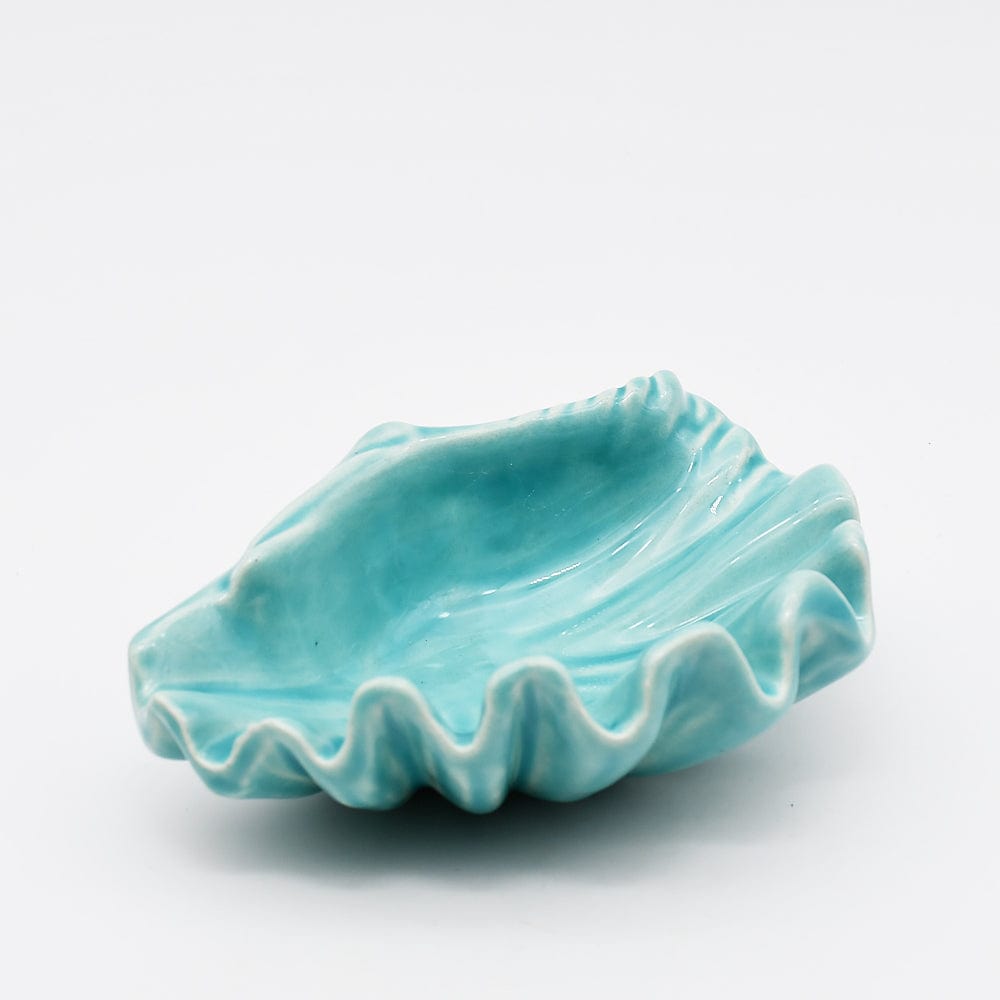 Scallop-shaped Ceramic Cup - Turquoise