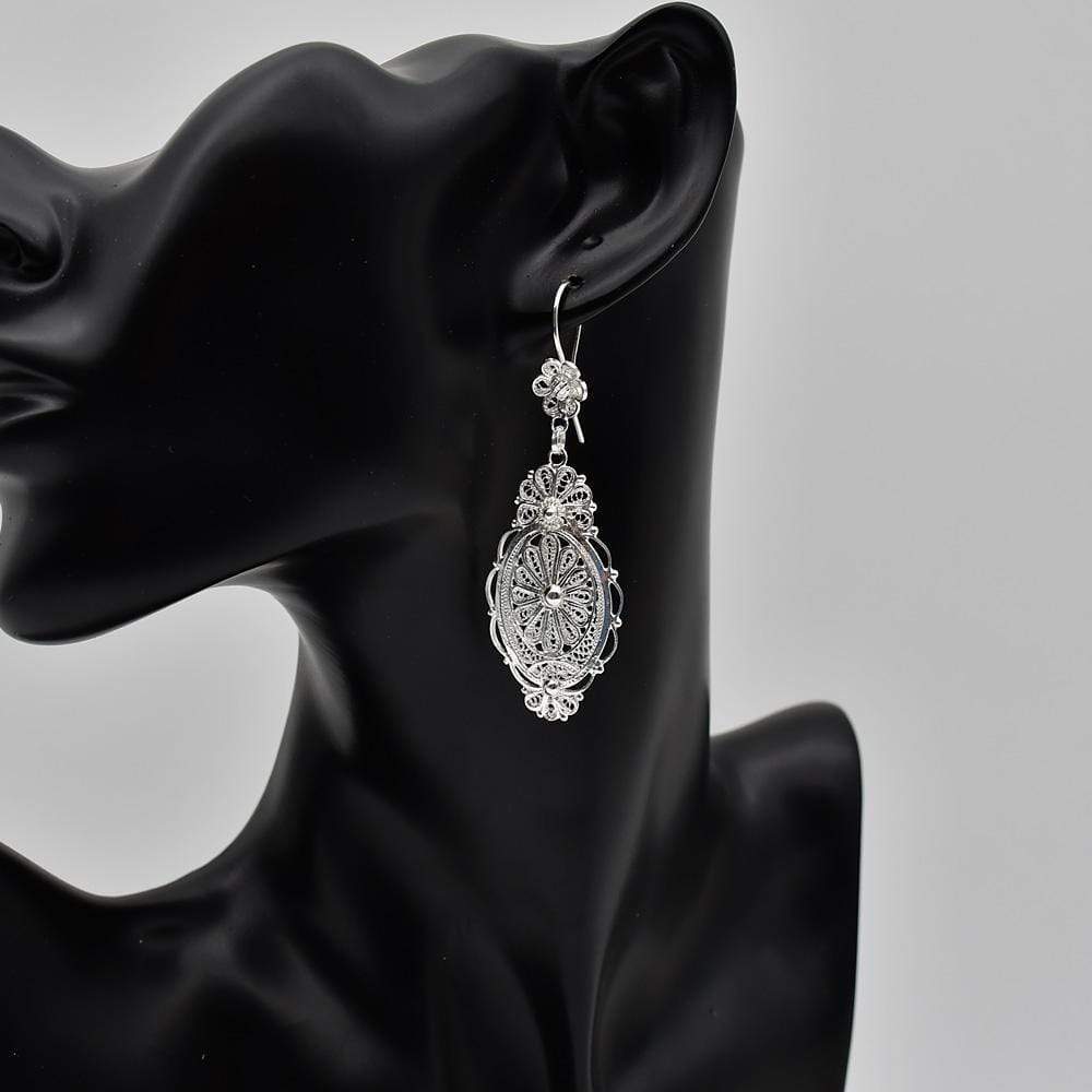 Silver Filigree Earrings - 2.0''