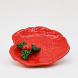 Small Ceramic Dish with a Holly Leaf  - Red