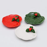 Small Ceramic Dish with a Holly Leaf  - Red