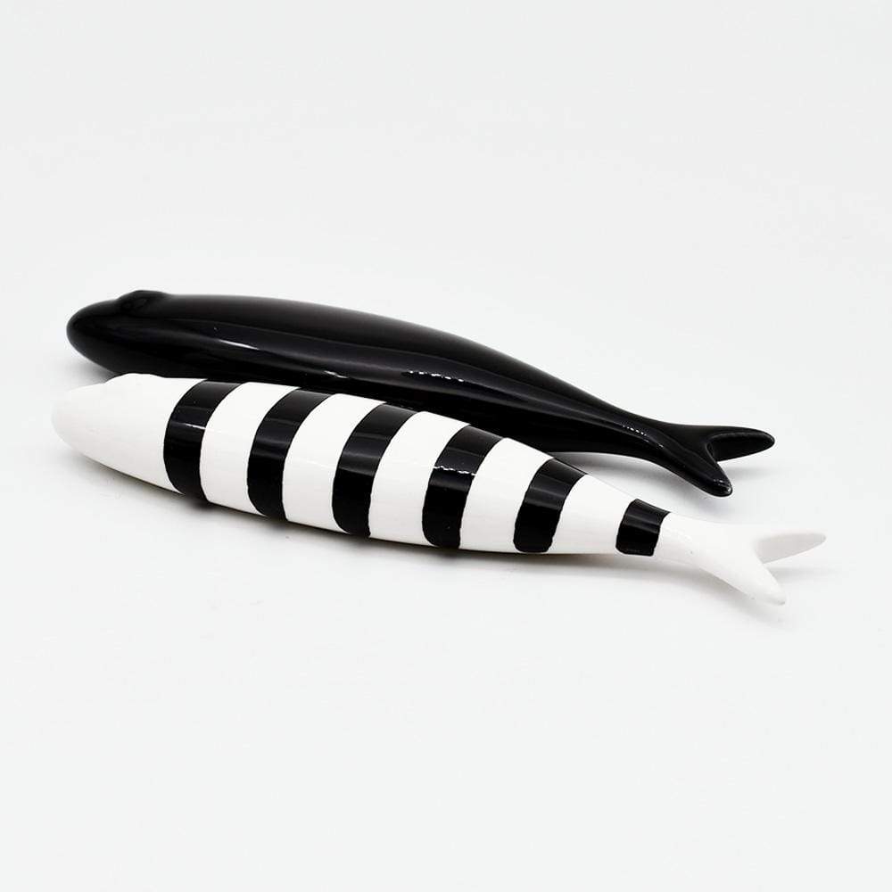 Smooth Striped Ceramic Sardines (11 colors) White I Black