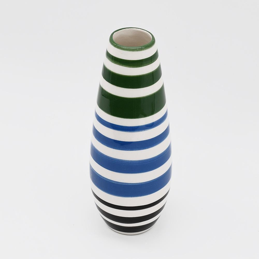 Striped Ceramic Vase - Green