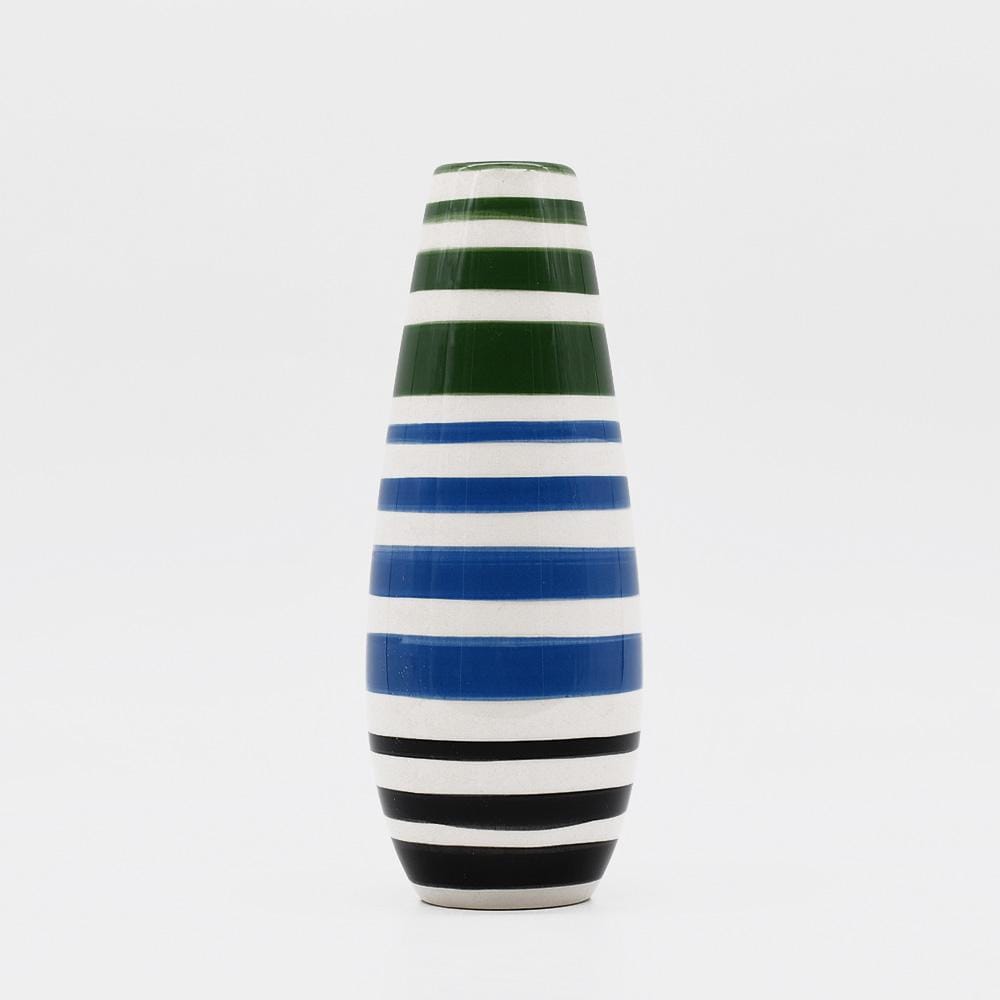 Striped Ceramic Vase - Green